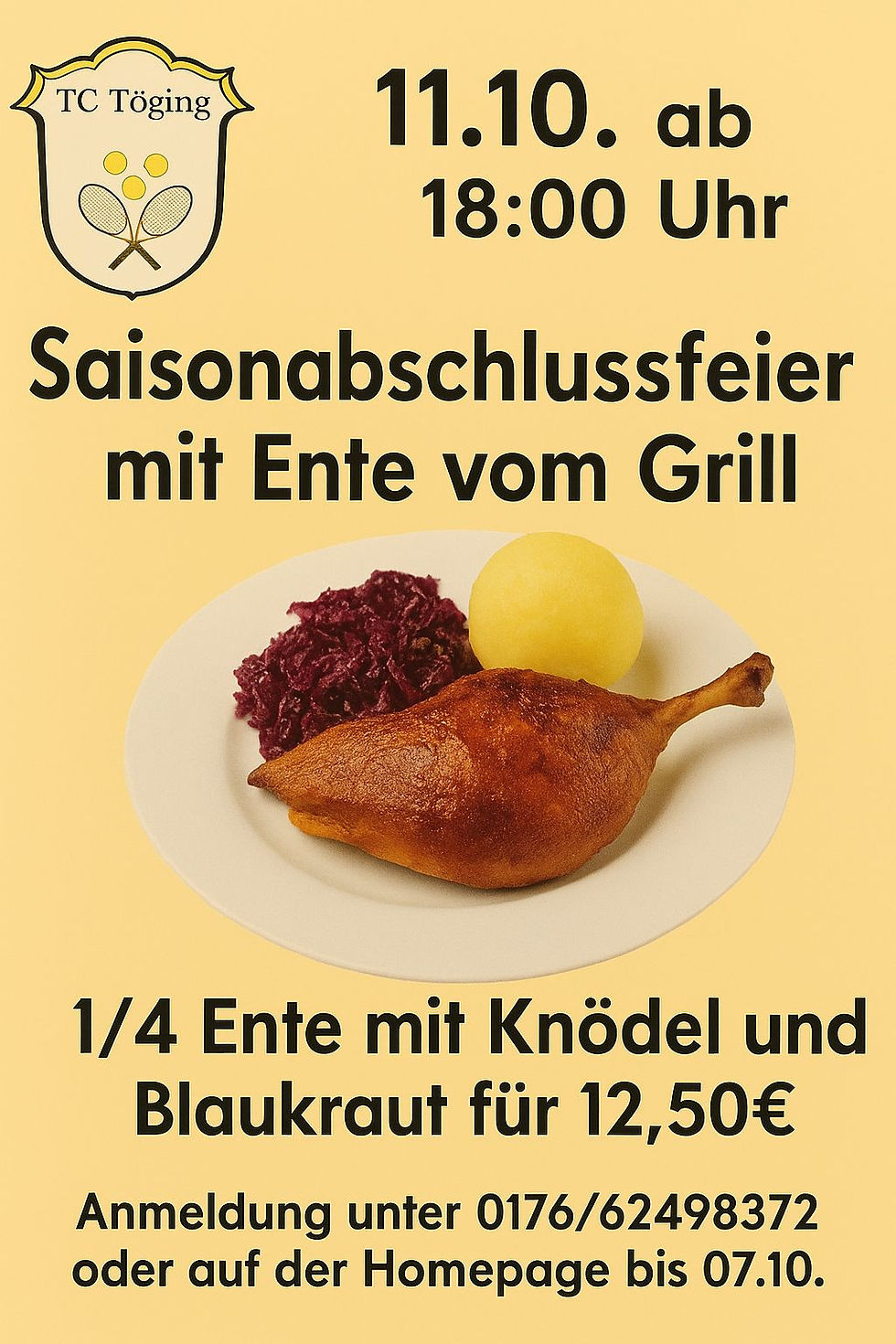 Saisonabschlussfeier mit Ente vom Grill