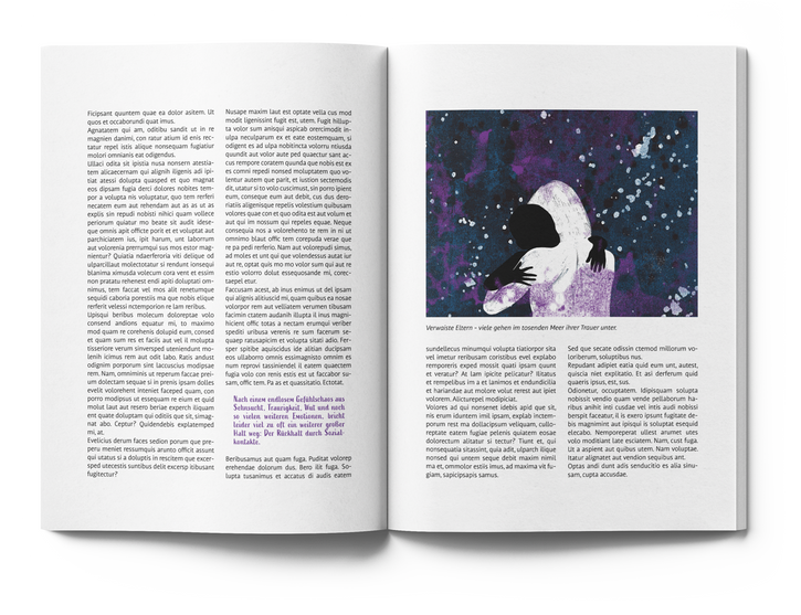 Du fehlst hier, Verlust, Trauer, Tod, Kind, Schmerz, Leere, Dunkelheit, Verbundenheit, Nacht, Himmel, Sterne, Umarmung, Mama, Papa, Mutter, Vater, Eltern, Illustration, Grafik, Alina Stockhaus