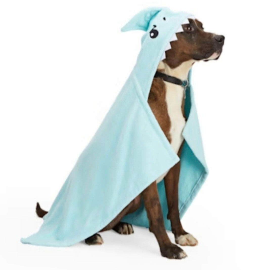 Well & Good Character Robe Shark Dog Towel, Small/Medium