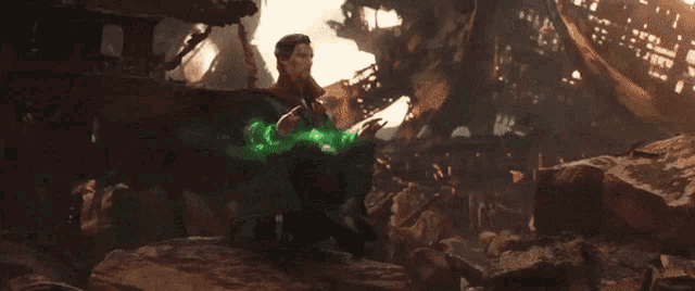 Dr. Strange sifting through 14,000,65 possible futures to find the 1 where humanity survives
