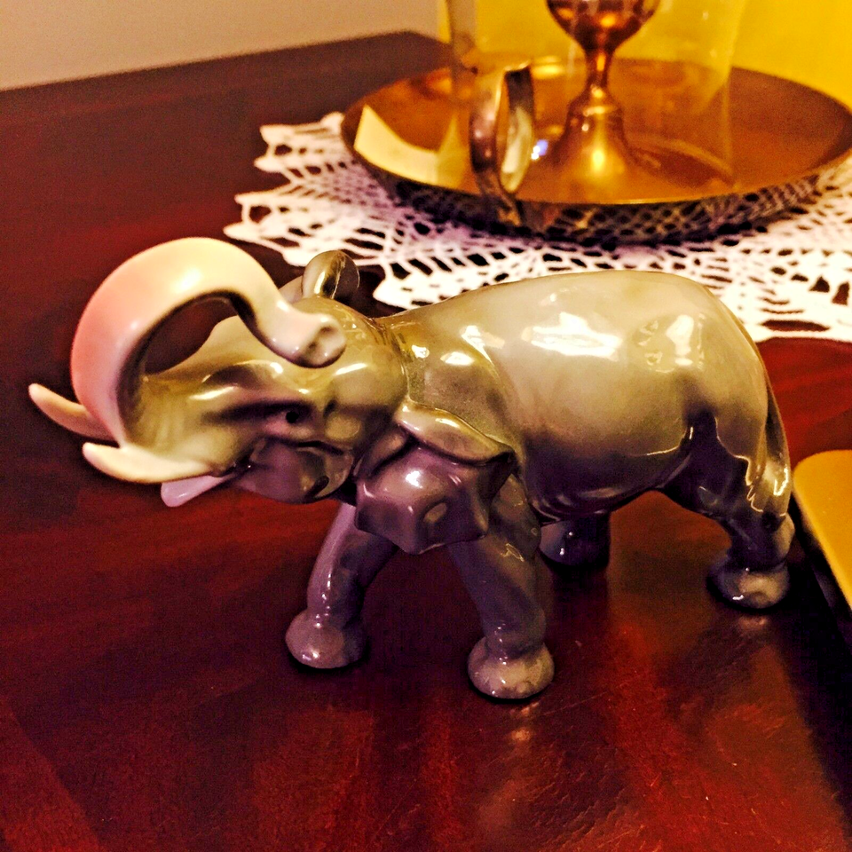 Thumbnail: DRESDEN ELEPHANT WITH LIFTED TRUNK FOR GOOD LUCK