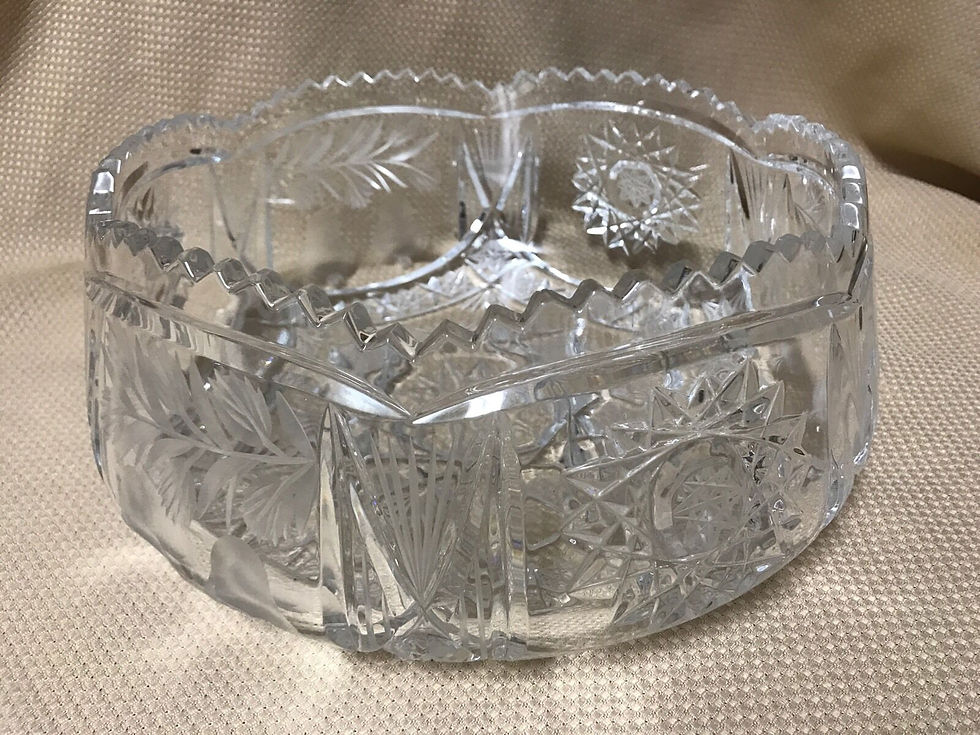 Thumbnail: Large 10" Czech Bohemian Crystal Cut Centerpiece Bowl
