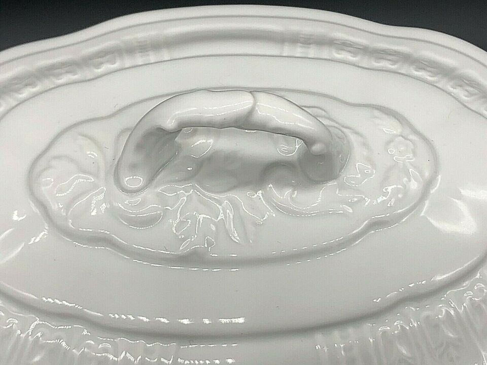Thumbnail: Large Czech Pirken Hammer White "Rose" Soup Tureen w/ Under-plate