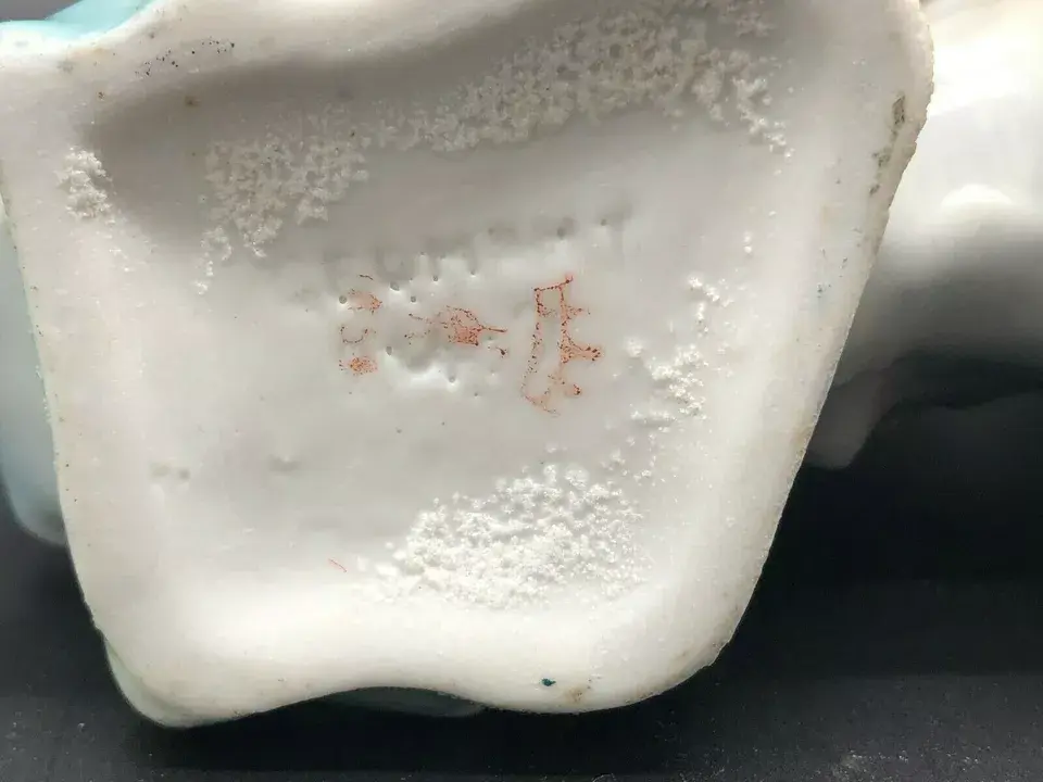 Thumbnail: Antique German Porcelain Cornucopia Vase Girl Pulled by a Phoenix