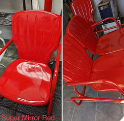 Super Mirror Red chair and glider bench