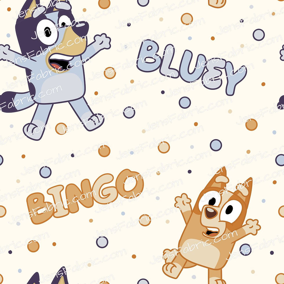 HHarlow Designs: Bluey and Bingo Toss on Tan