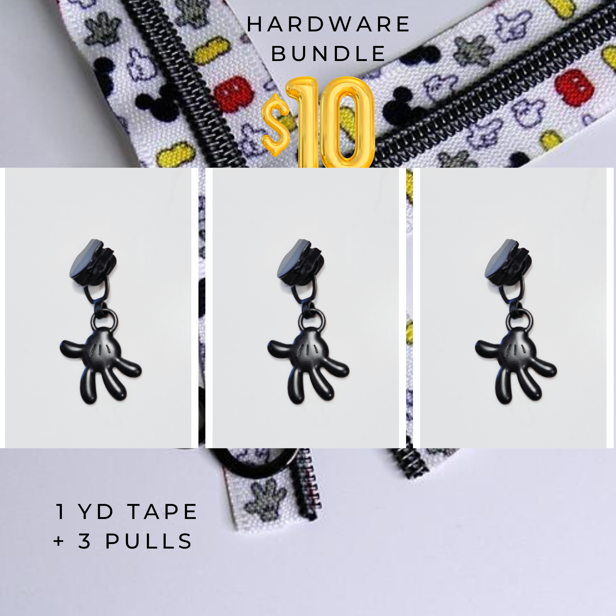 Hardware Bundle: Black Mickey Hand with Icon Tape