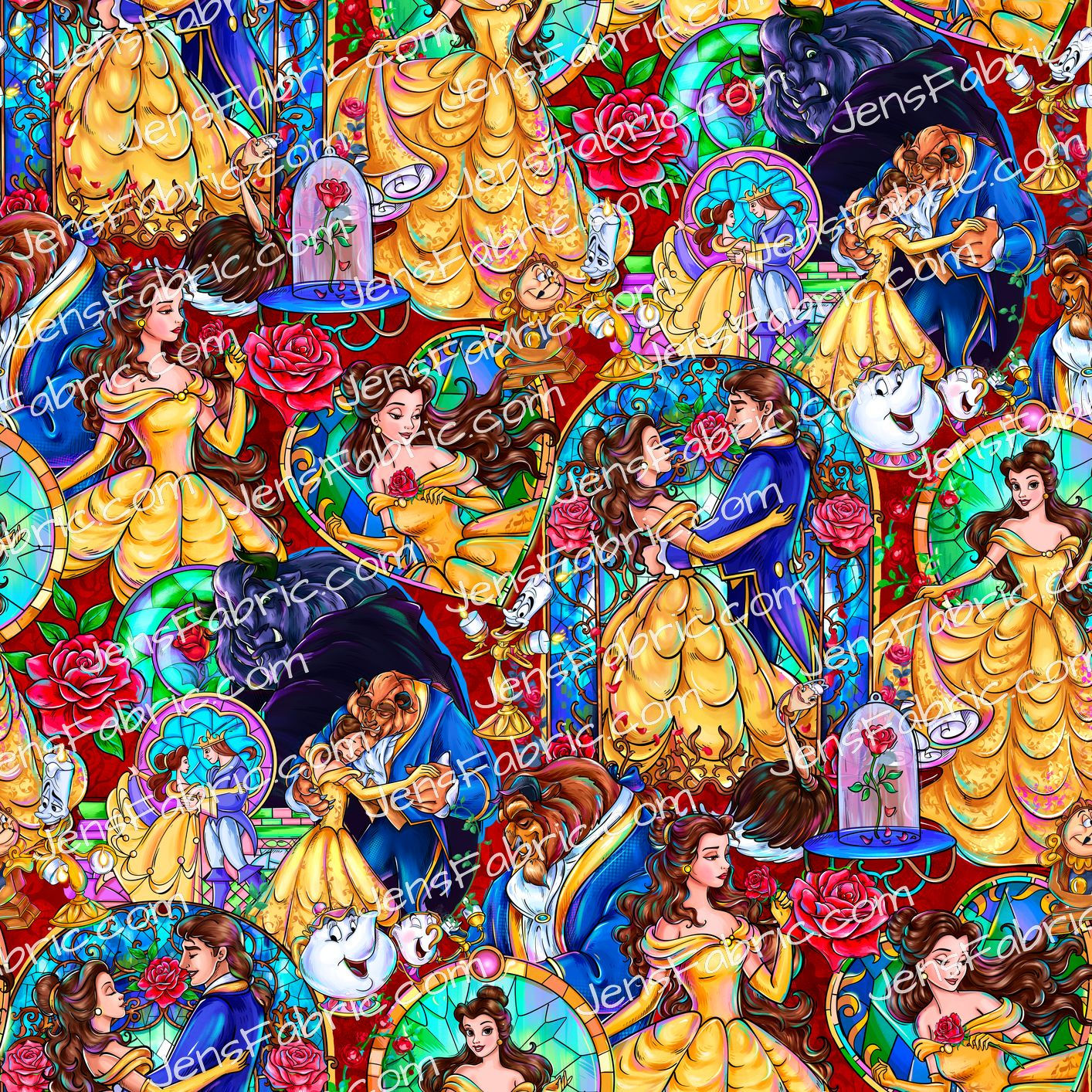 Magical Motif Beauty and the Beast: belle stack on red