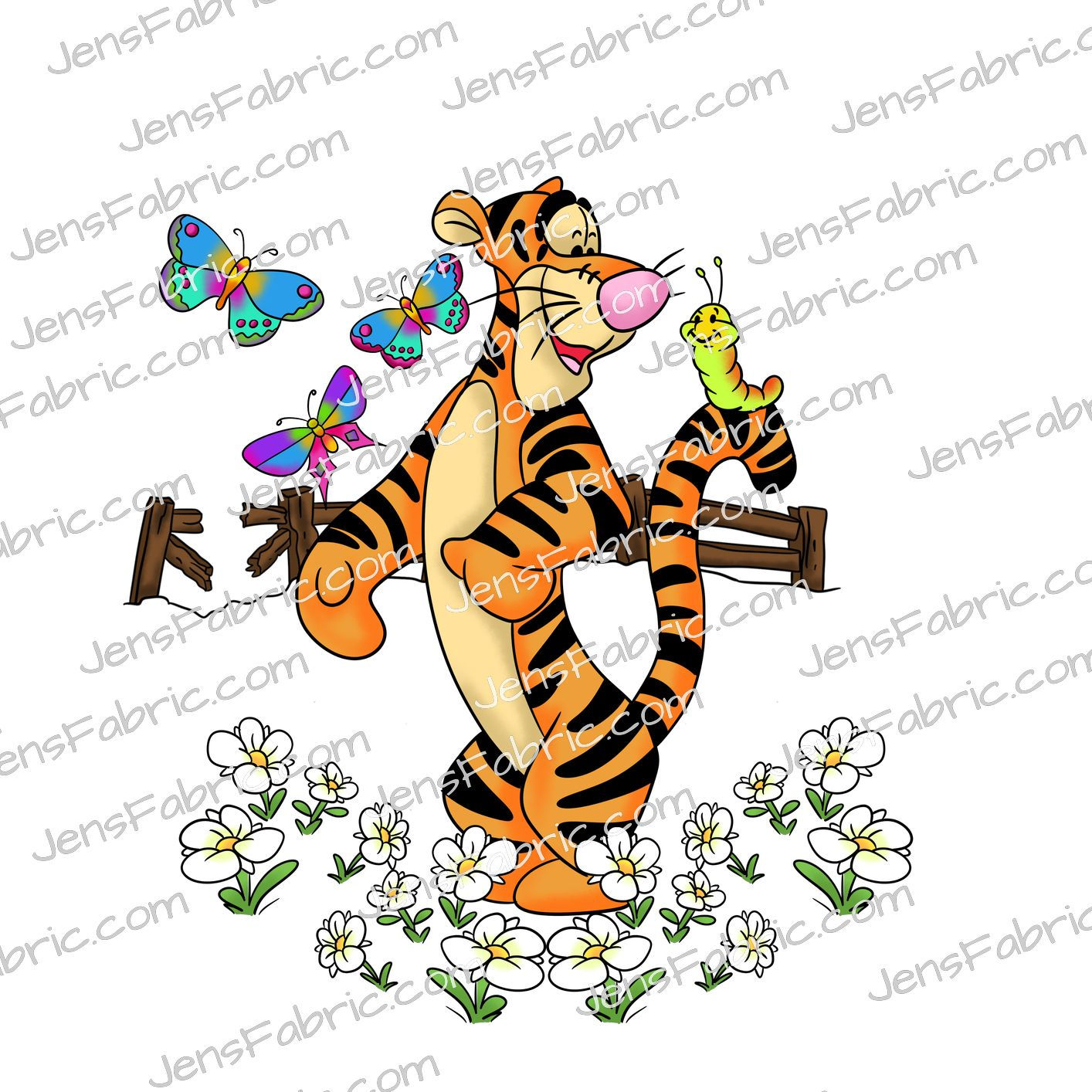 Spring Garden Pooh: tigger caterpillar panel {choose your own background color}