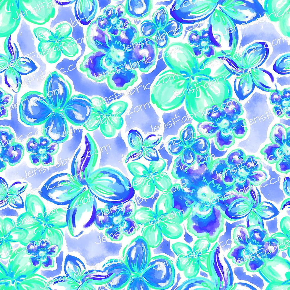 Space Waffle Floral: green and blue