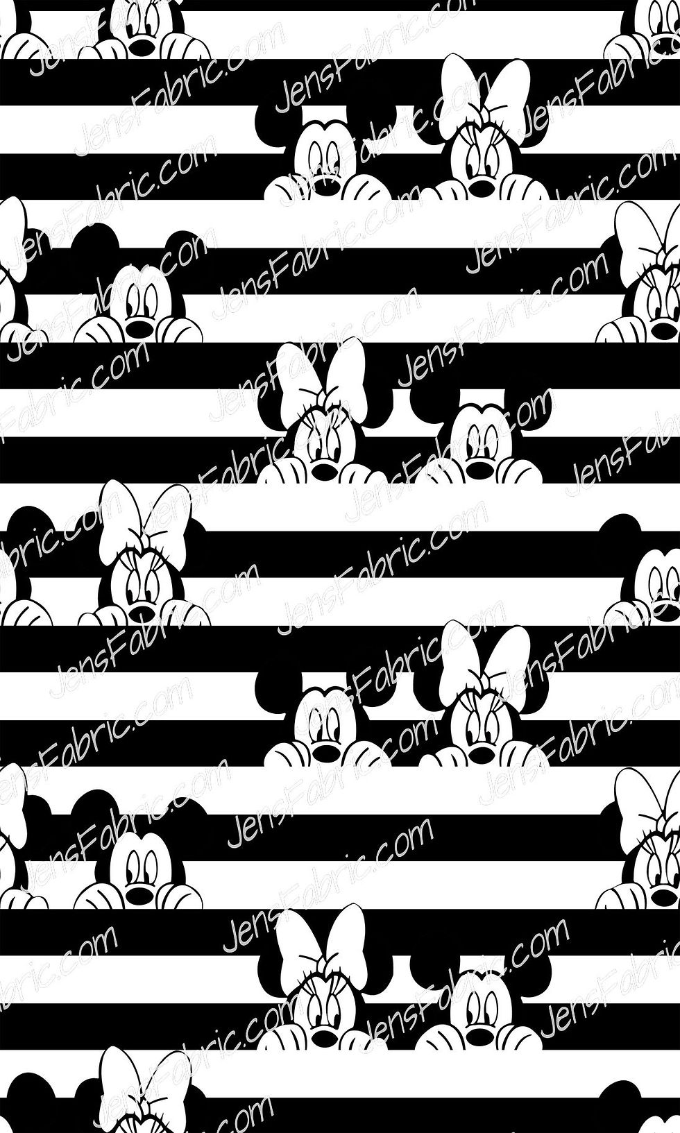 Hiding Minnie and Mickey on black and white stripes