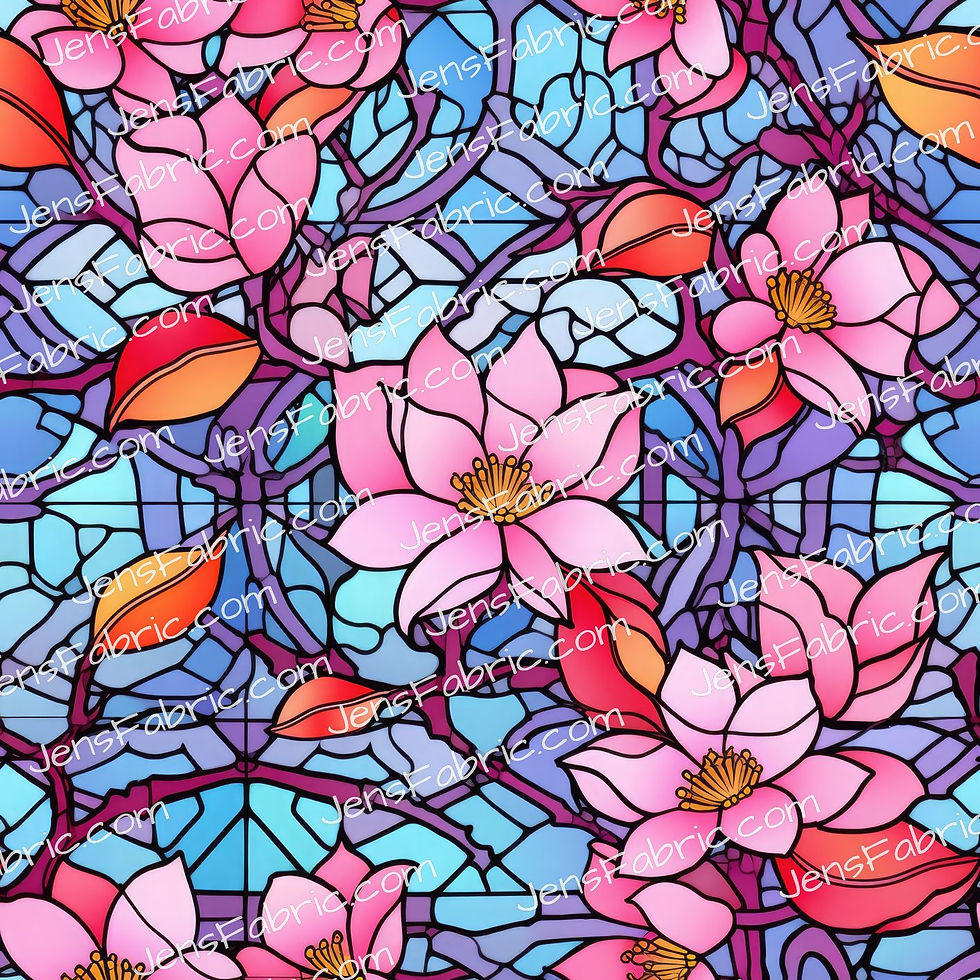 R17 Stained Glass Princess: Pink lotus floral