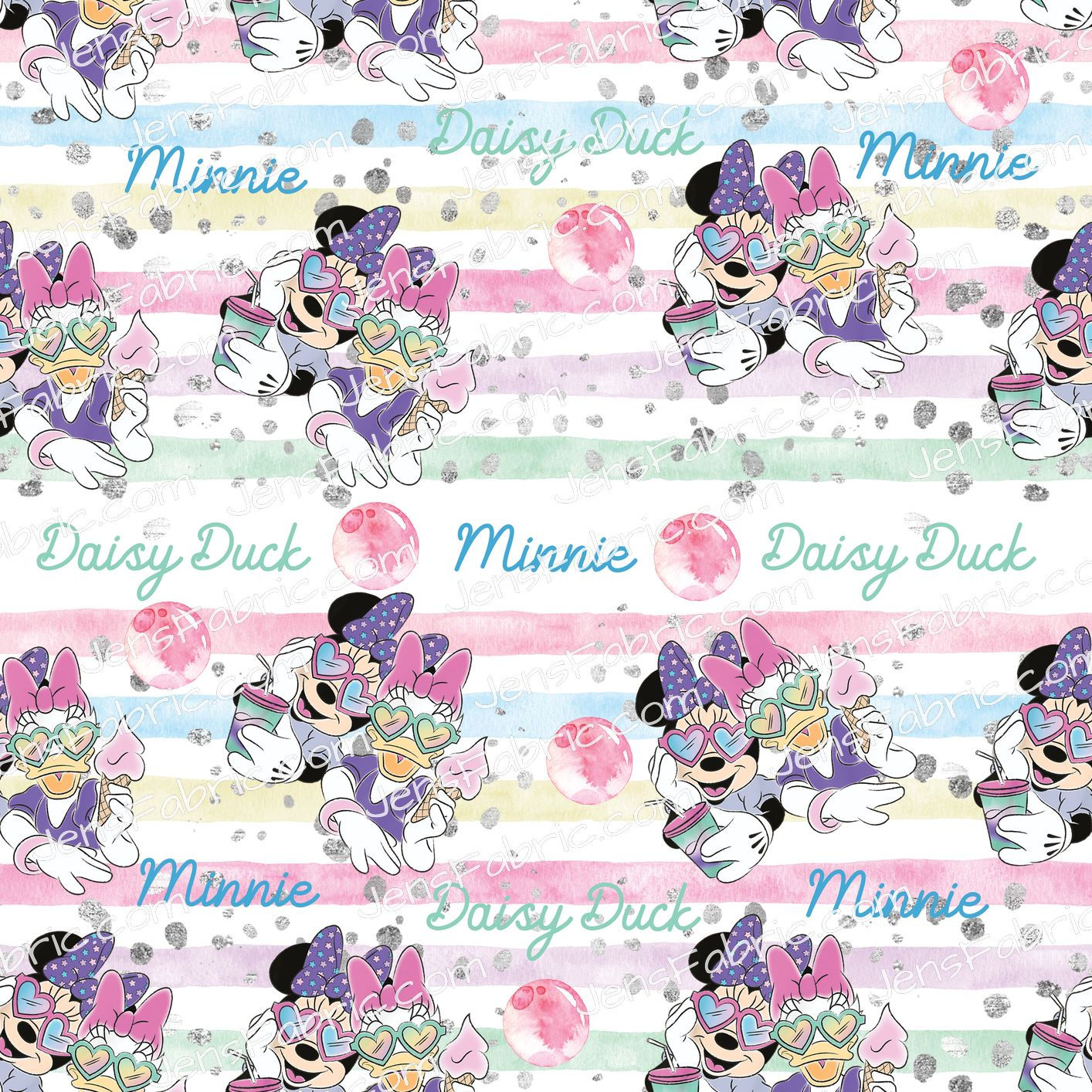 Minnie and Daisy Besties on rainbow stripes