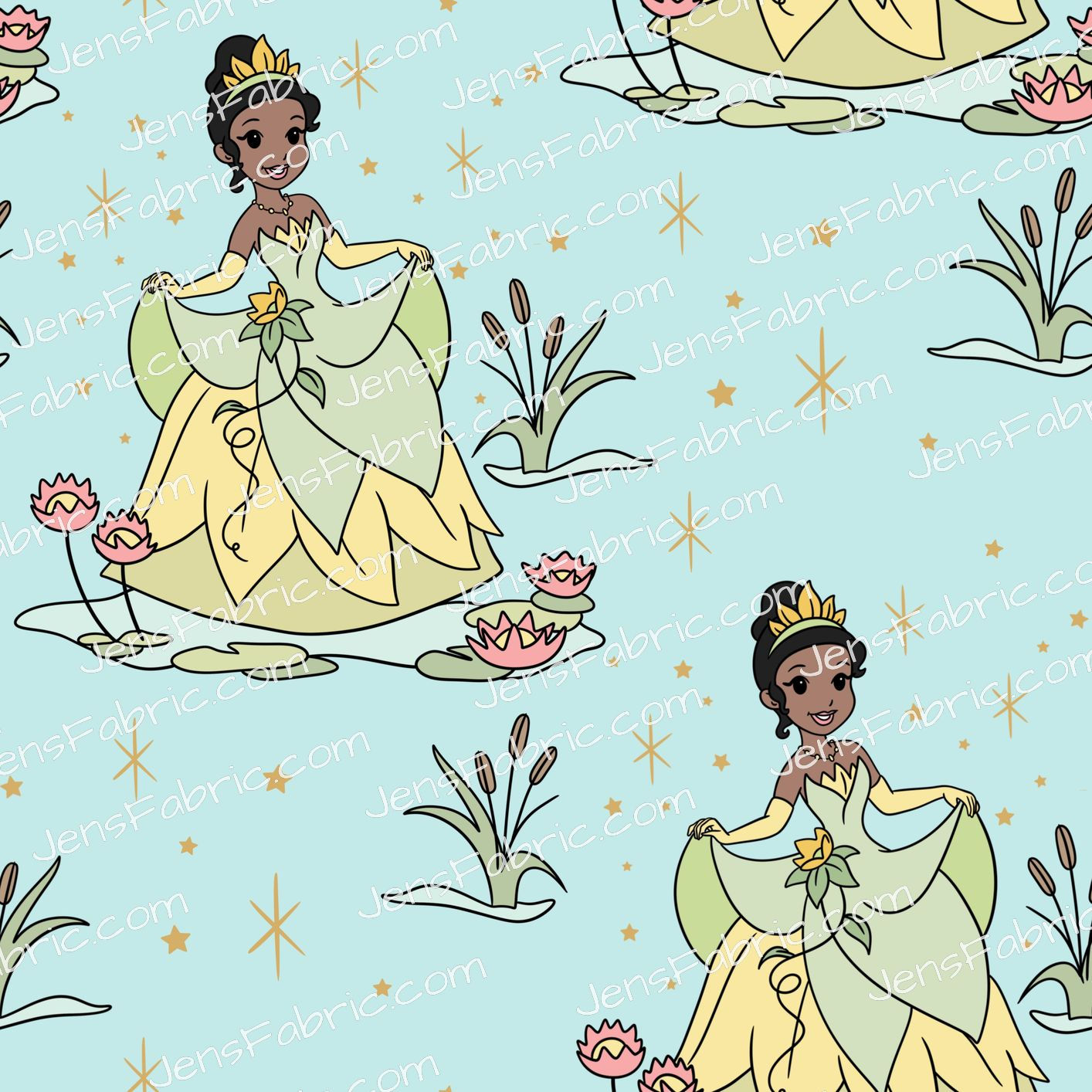 HHarlow Designs: Cartoon Princess Tianna on Light Blue