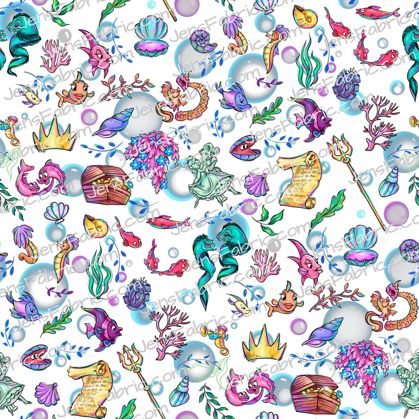 Magical Motif Little Mermaid: icon toss on white
