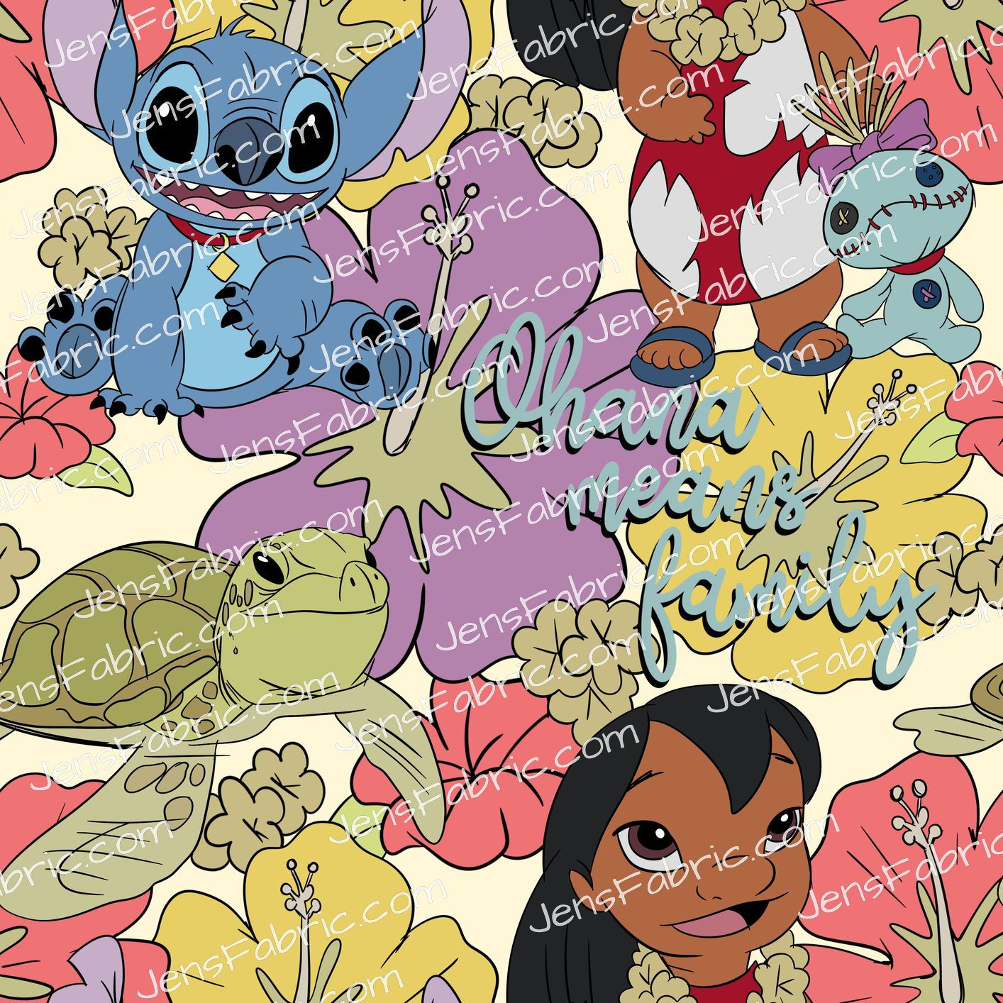 HHarlow Designs: Stitch Ohana Means Family Toss on Yellow