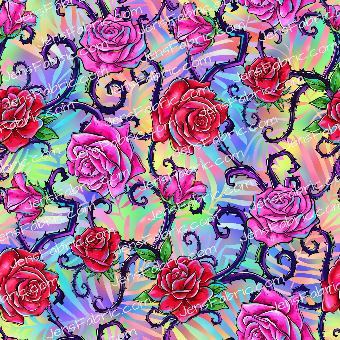 Magical Motif: Sleeping Beauty Roses on rainbow