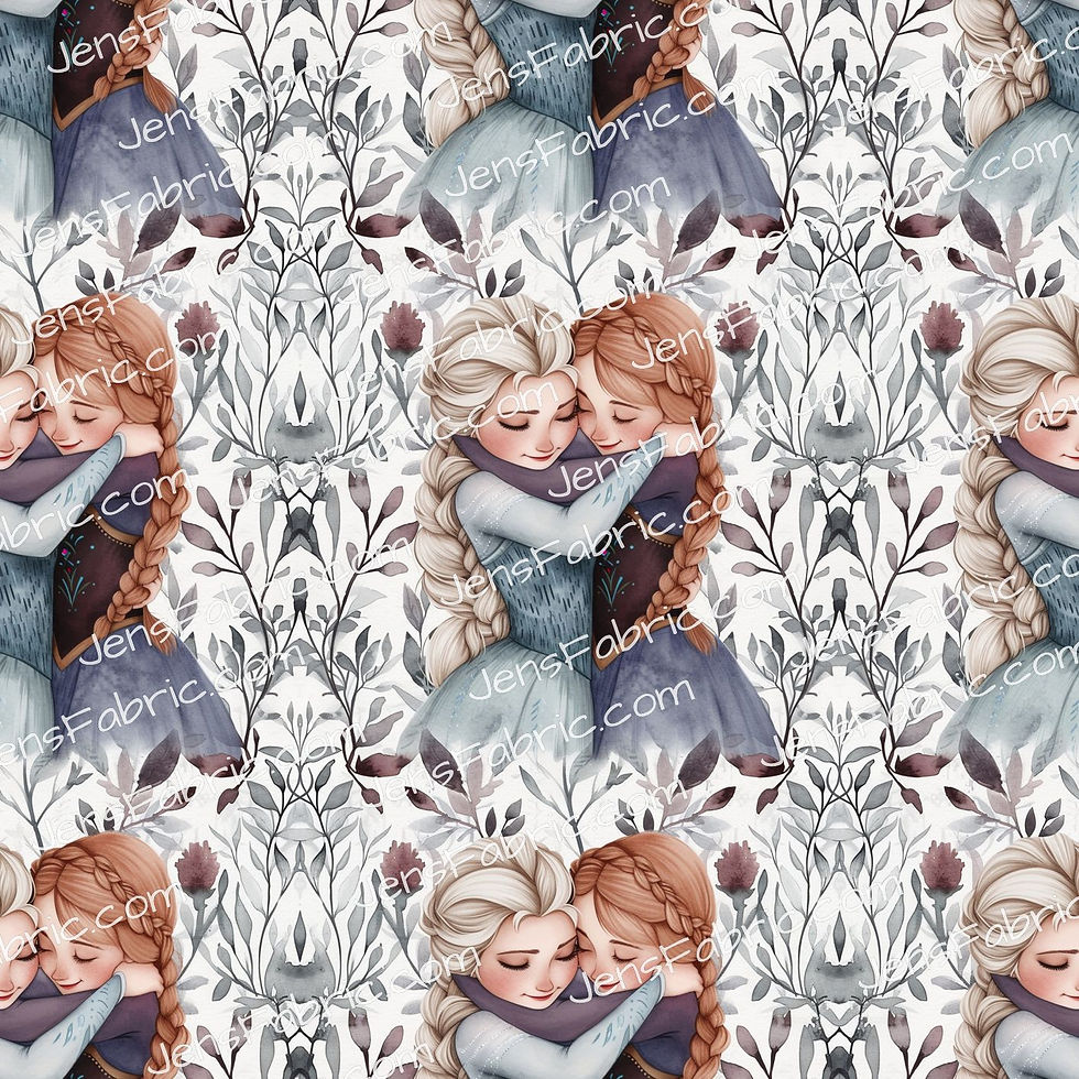 Frozen Sisters Hug on Neutral Floral