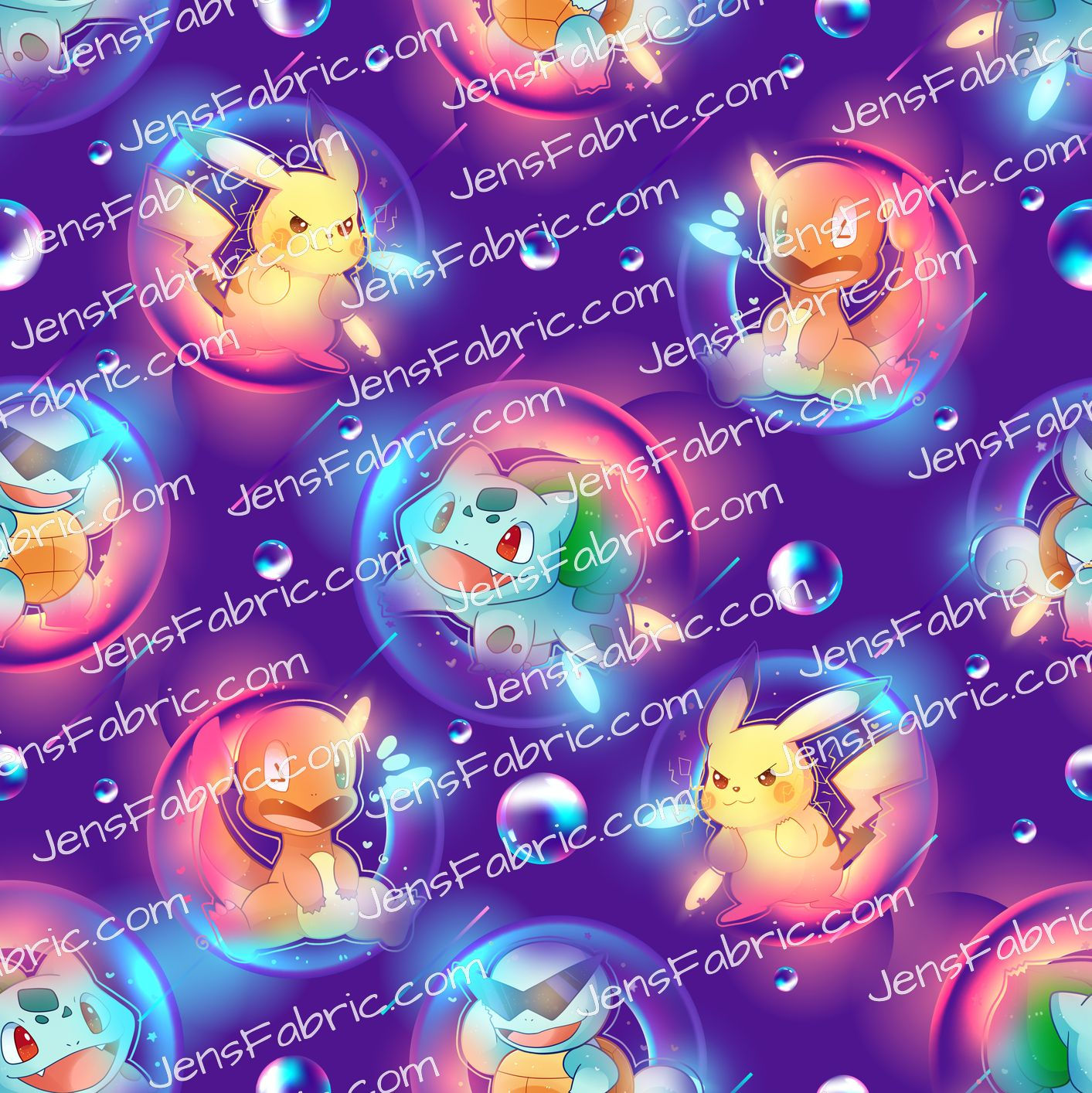 Colorful Pokemon Bubbles on Purple