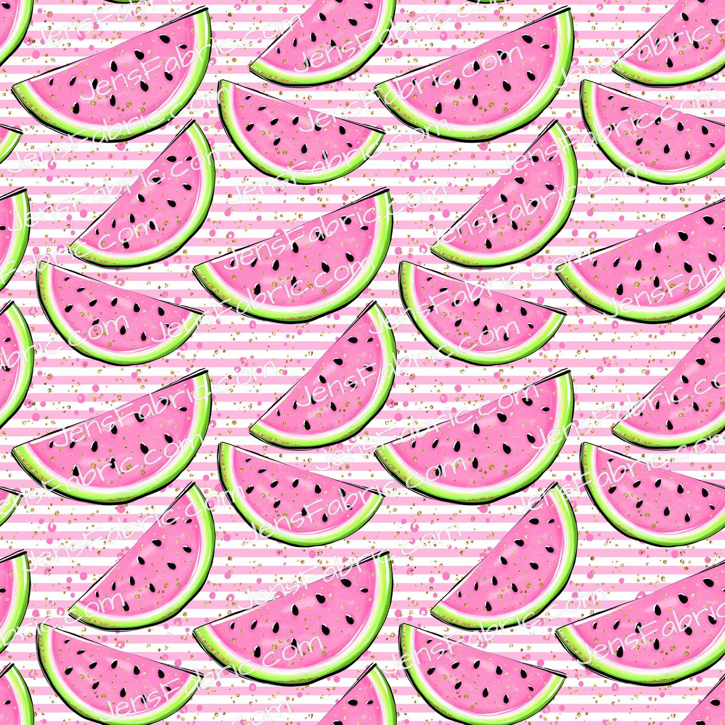 Watermelons on pink stripes