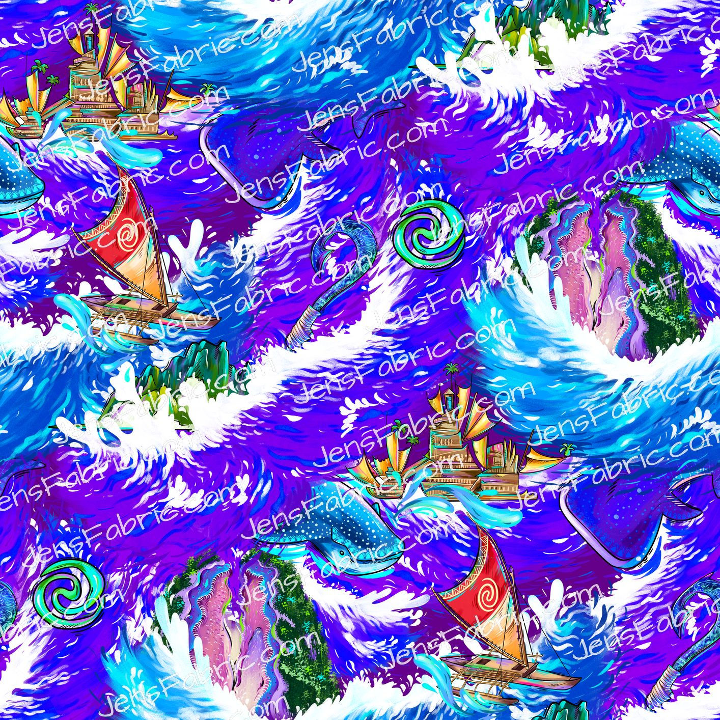 Magical Motif: Moana 2: sea toss on purple