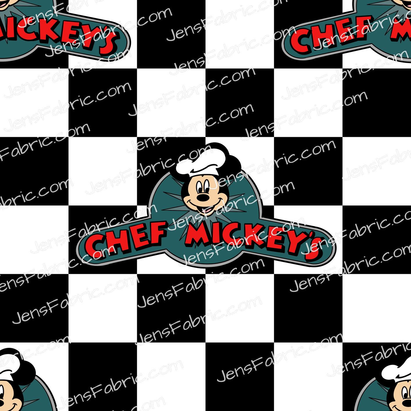 HHarlow Designs: Chef Mickey Logo on Black and White Checks
