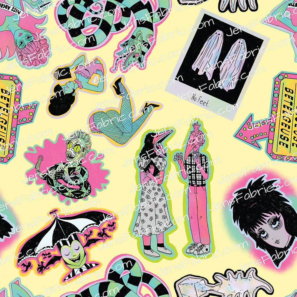 Cherry Fizz: Neon Beetlejuice Toss on Yellow