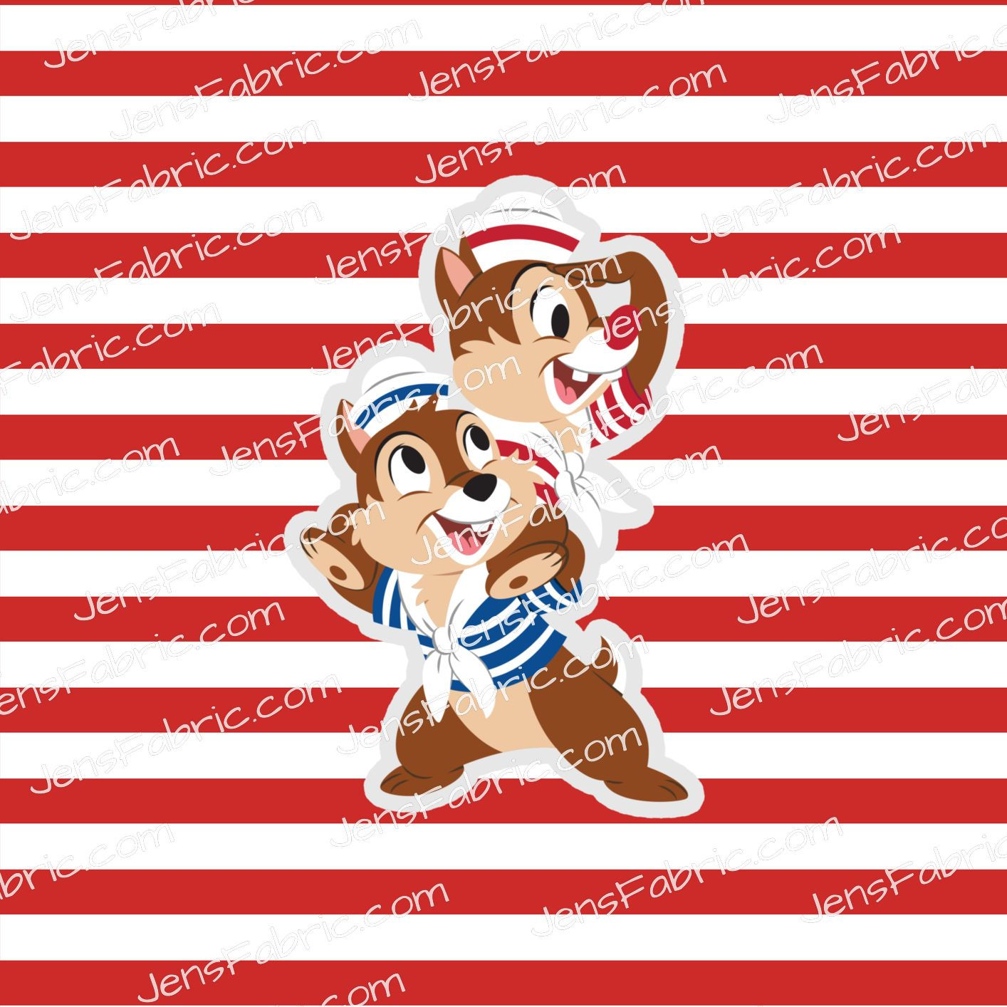 Disney Cruise Chip and Dale Panel on red stripes