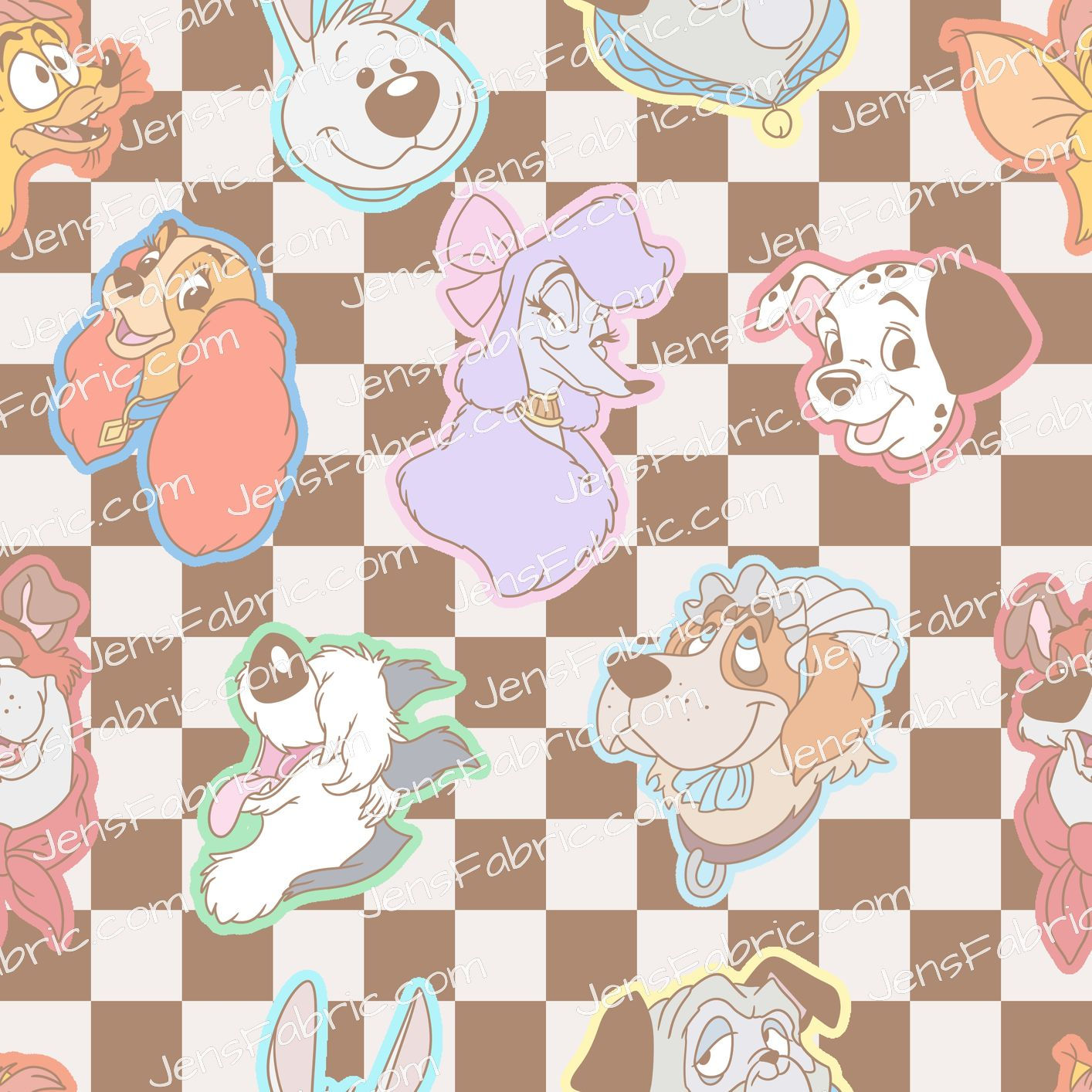 HHarlow Designs: Faded Disney Dogs Toss on Black Gingham