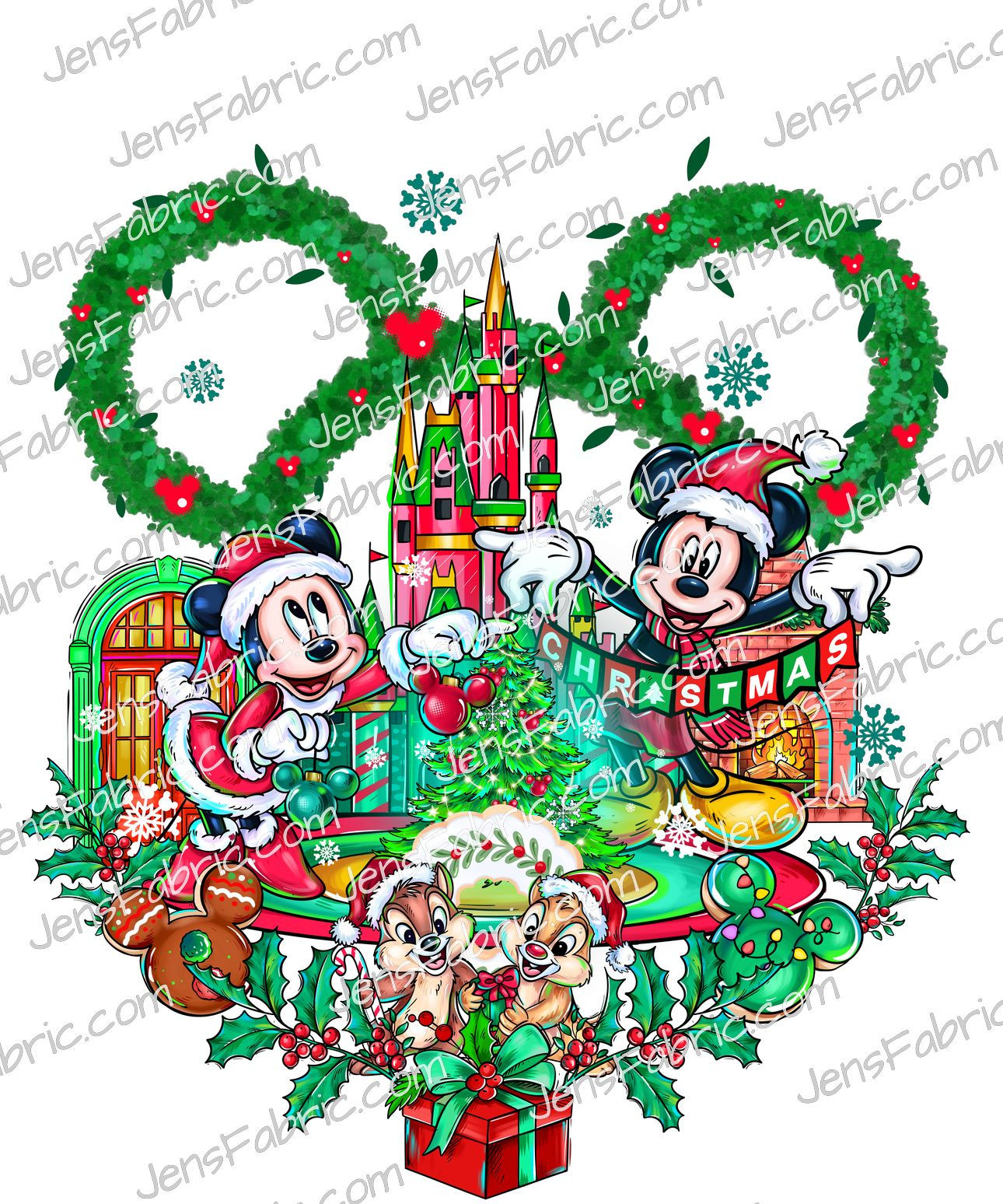 Magical Motif Fab 5 Xmas: Wreath Panel {Choose Background Color}