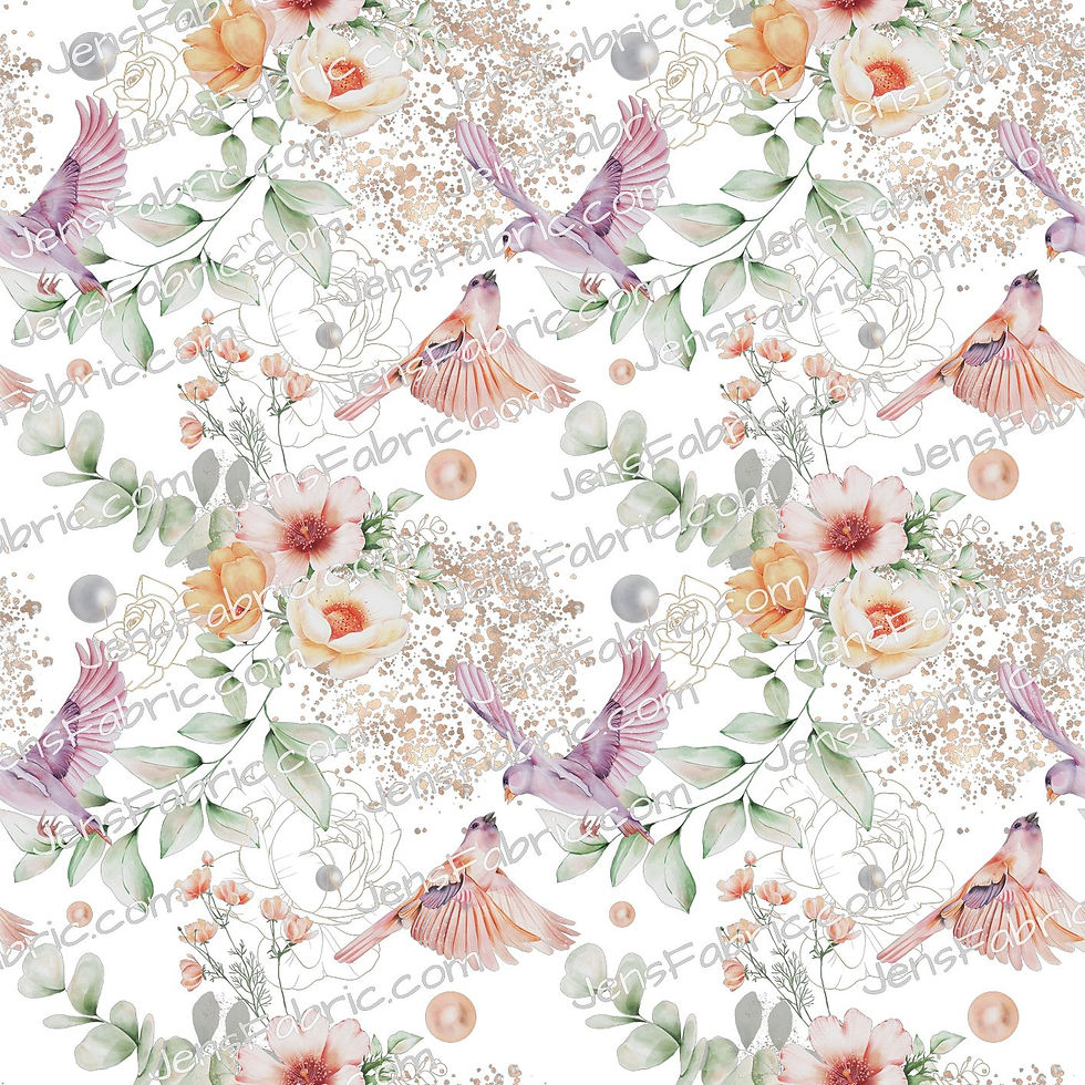 Peach Floral and Birds 2