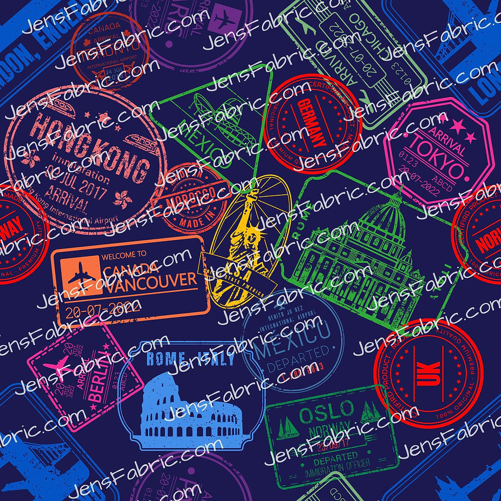 R32 Epcot World Showcase: Passport Stamps on navy