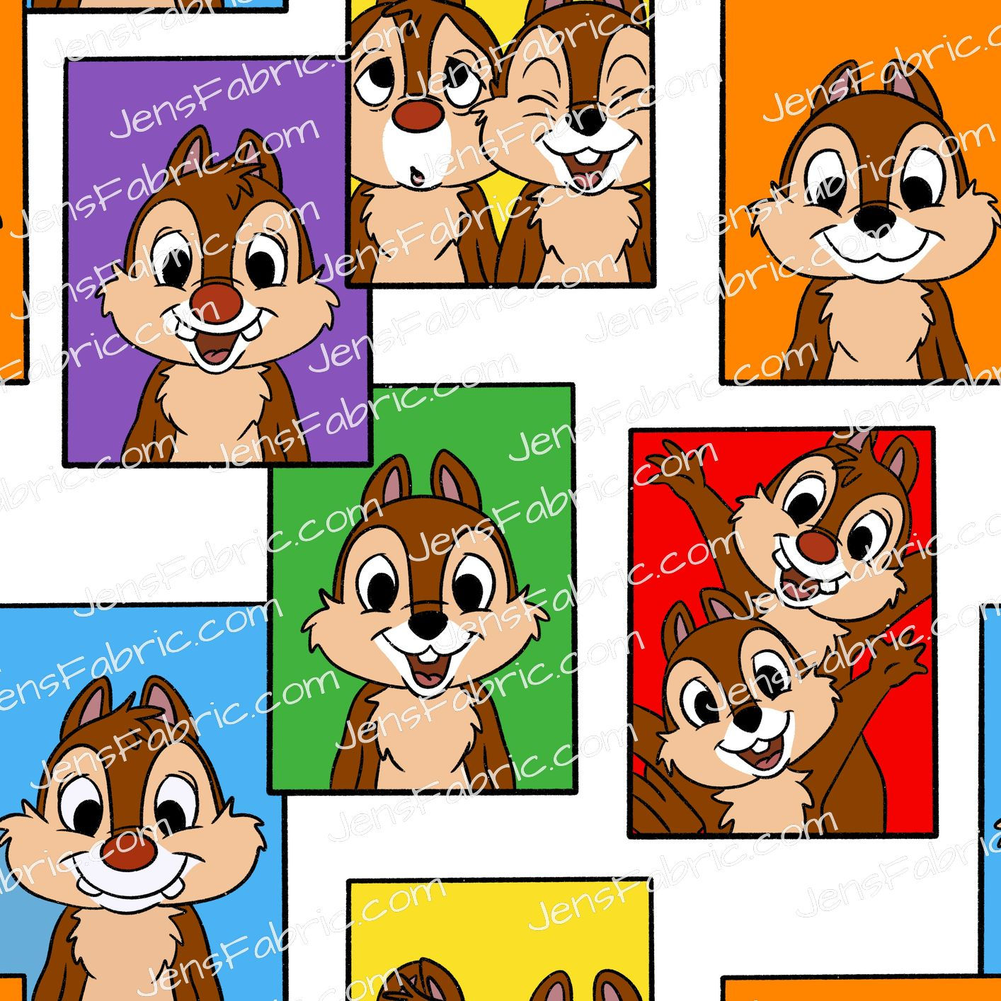 HHarlow Designs: Rainbow Chipmunk Squares on White