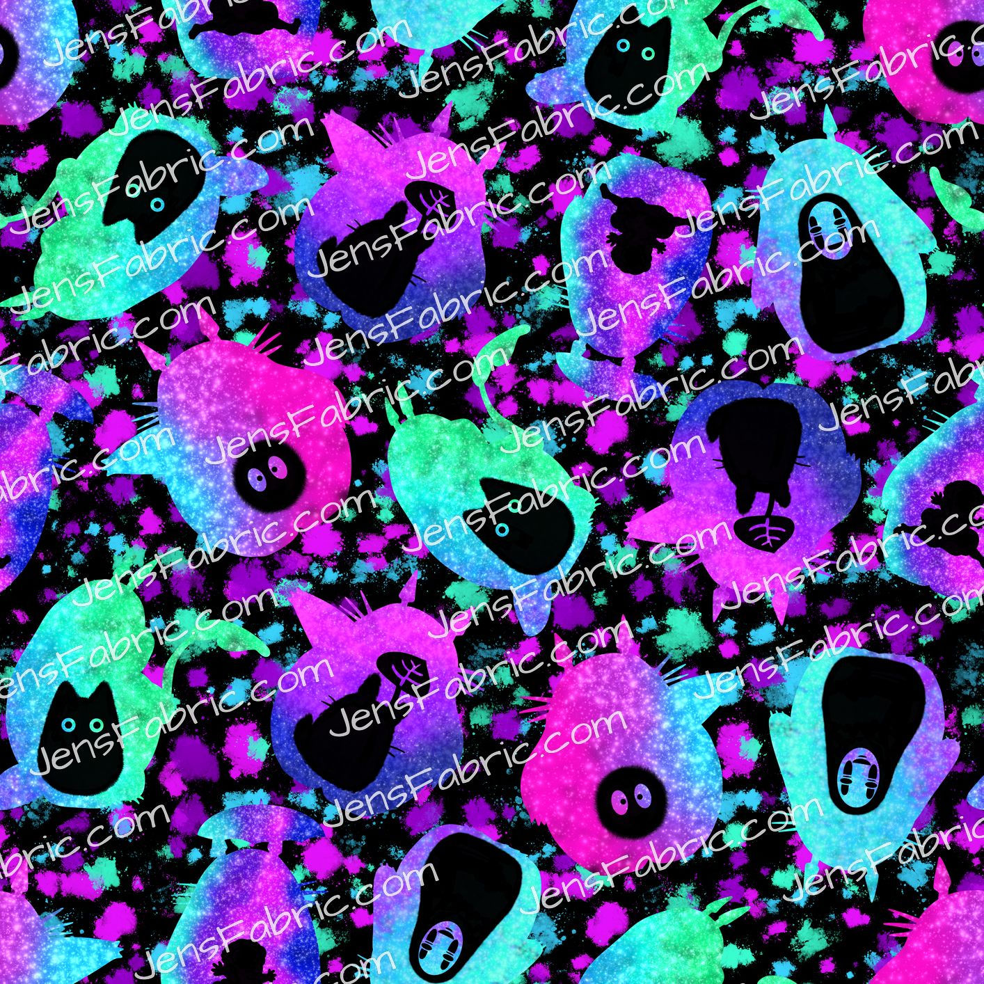 Totoro Galaxy Silhouette toss on dots