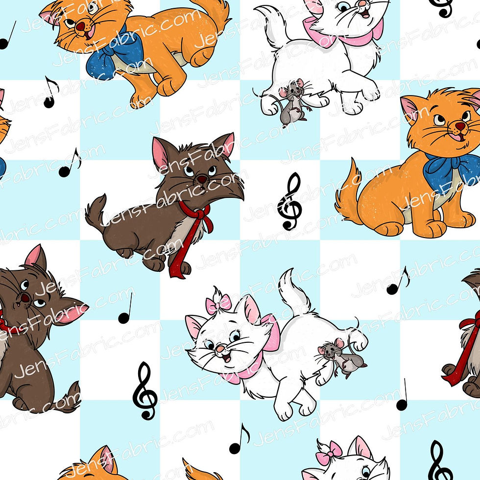 HHarlow Designs: Aristocats Toss on Blue and White Checks