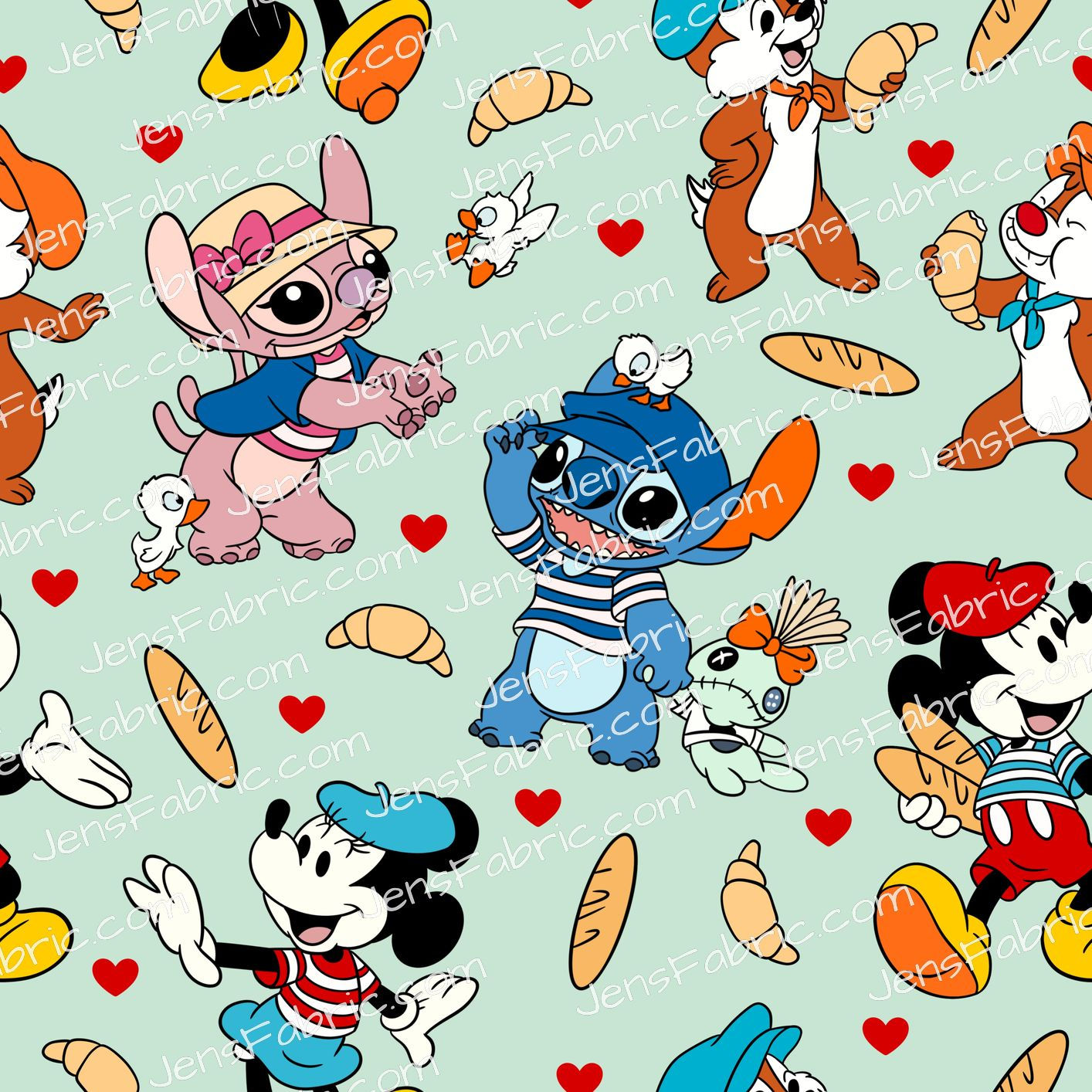 HHarlow Designs: French Characters Toss on Mint