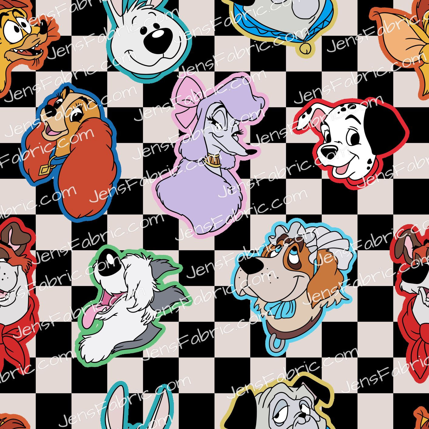 HHarlow Designs: Disney Dogs Toss on Gray and Black Check