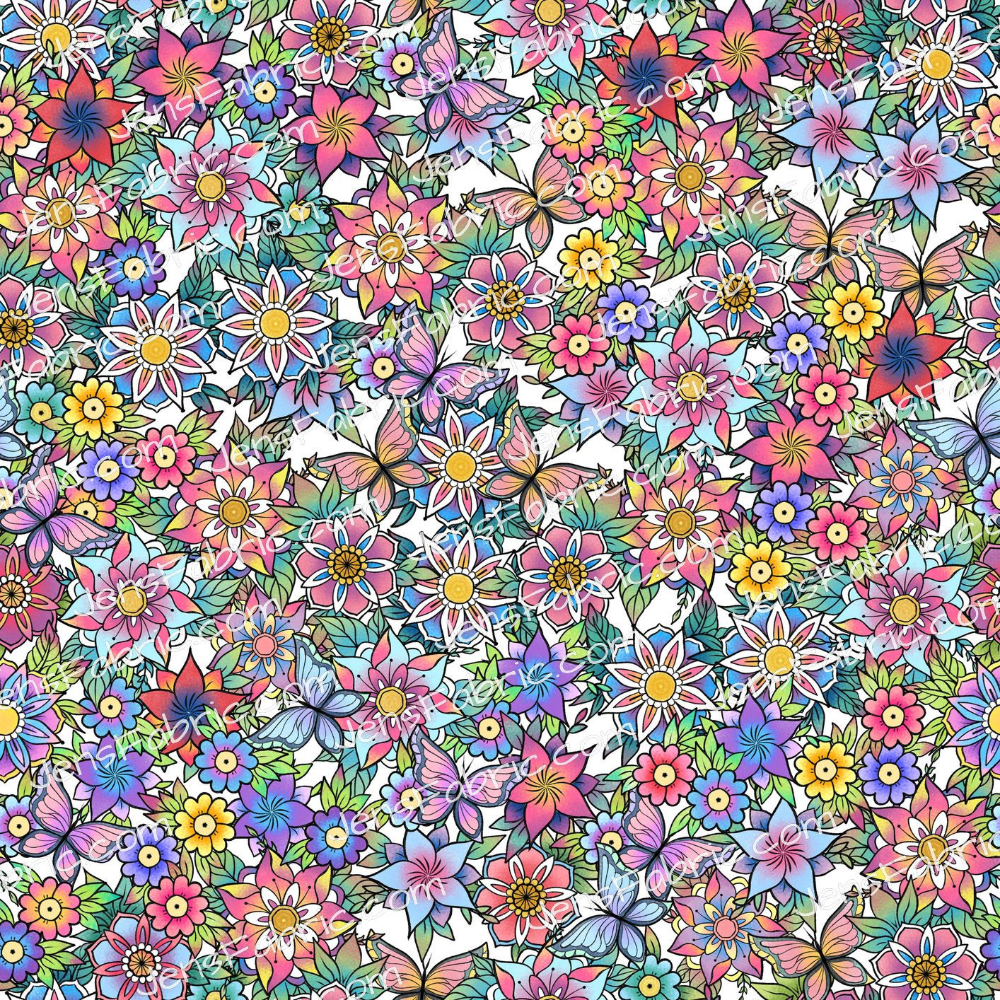 R19 Fabulous Felines: Marie floral stack on white