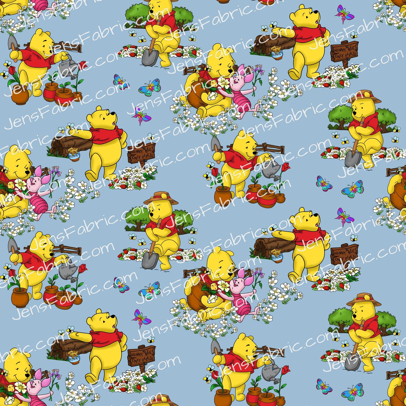 Spring Garden Pooh: pooh on blue