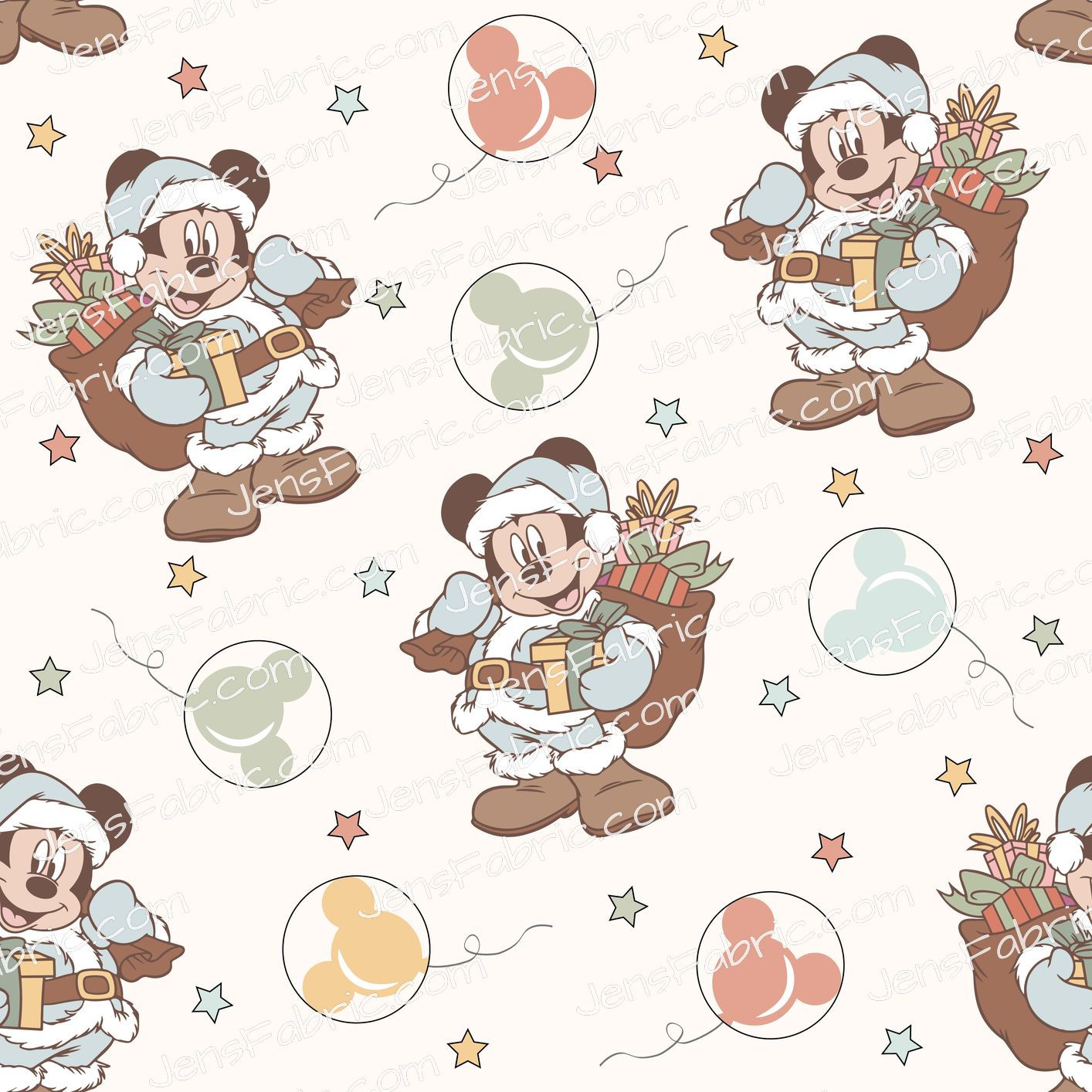 Boho Blue Santa Mickey Toss on cream