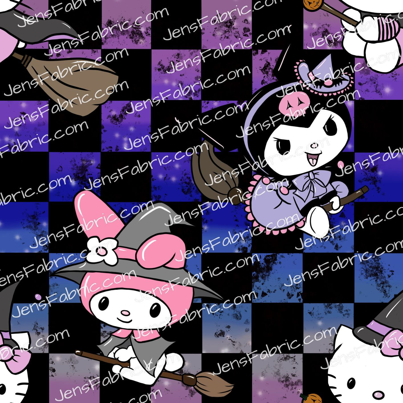 Hello Kitty Witches on checkers