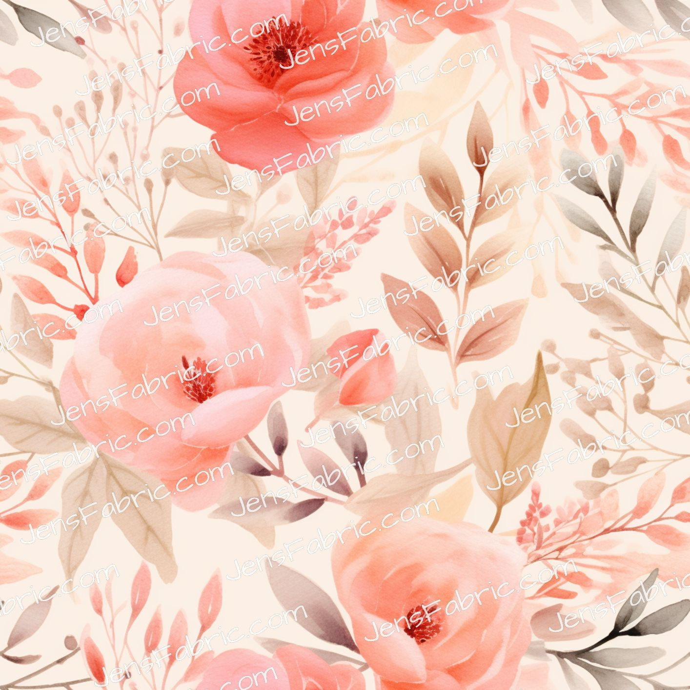Peach roses on cream