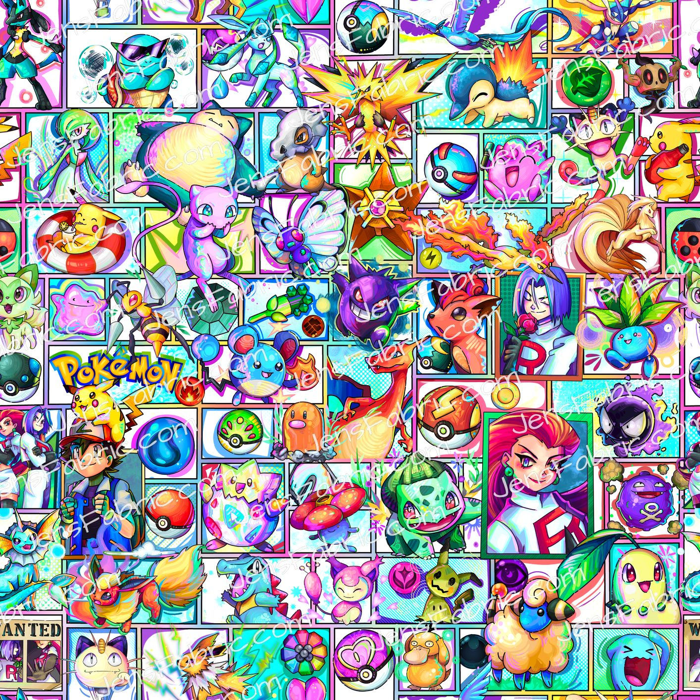 Magical Motif Pokemon: comic on neon