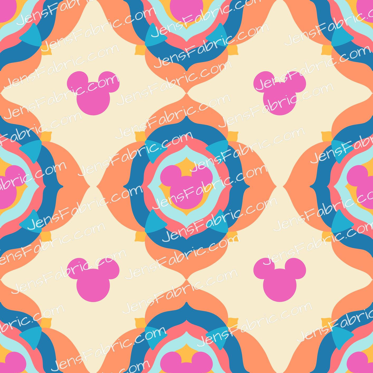 HHarlow Designs: Geo Flower Pink Mickey on Tan