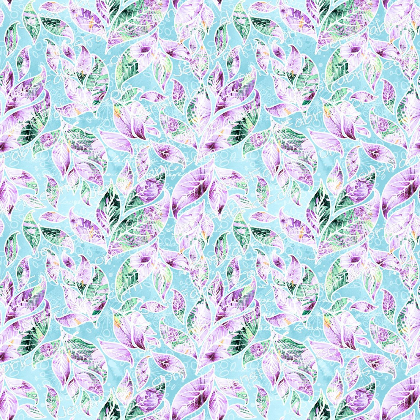 R44 Spring Time Stitch: lavender leaf on aqua