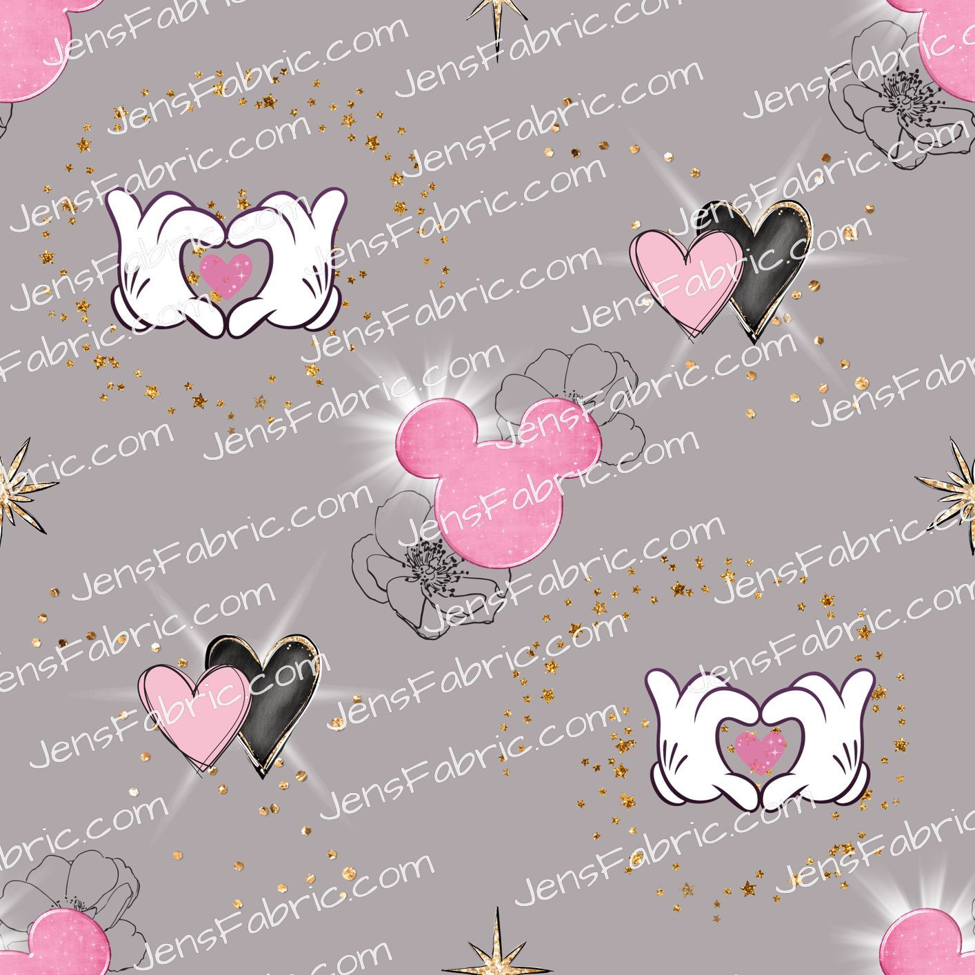 Minnie heart hands on grey