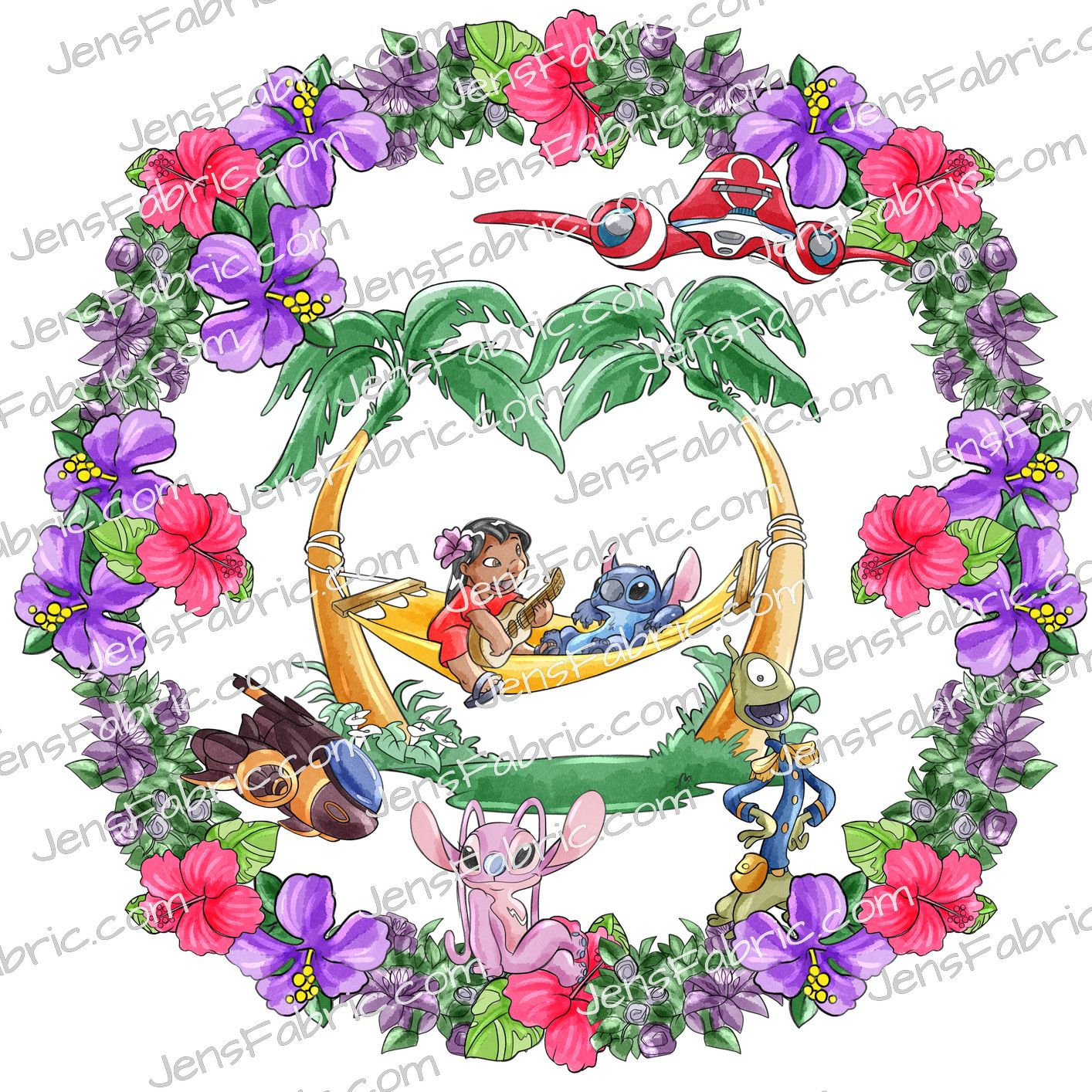Lilo and Stitch Floral Frame Panel
