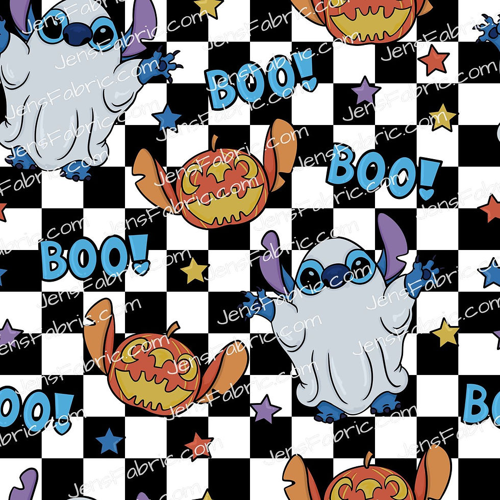HHarlow Designs: Stitch Halloween Ghost on Black and White Check