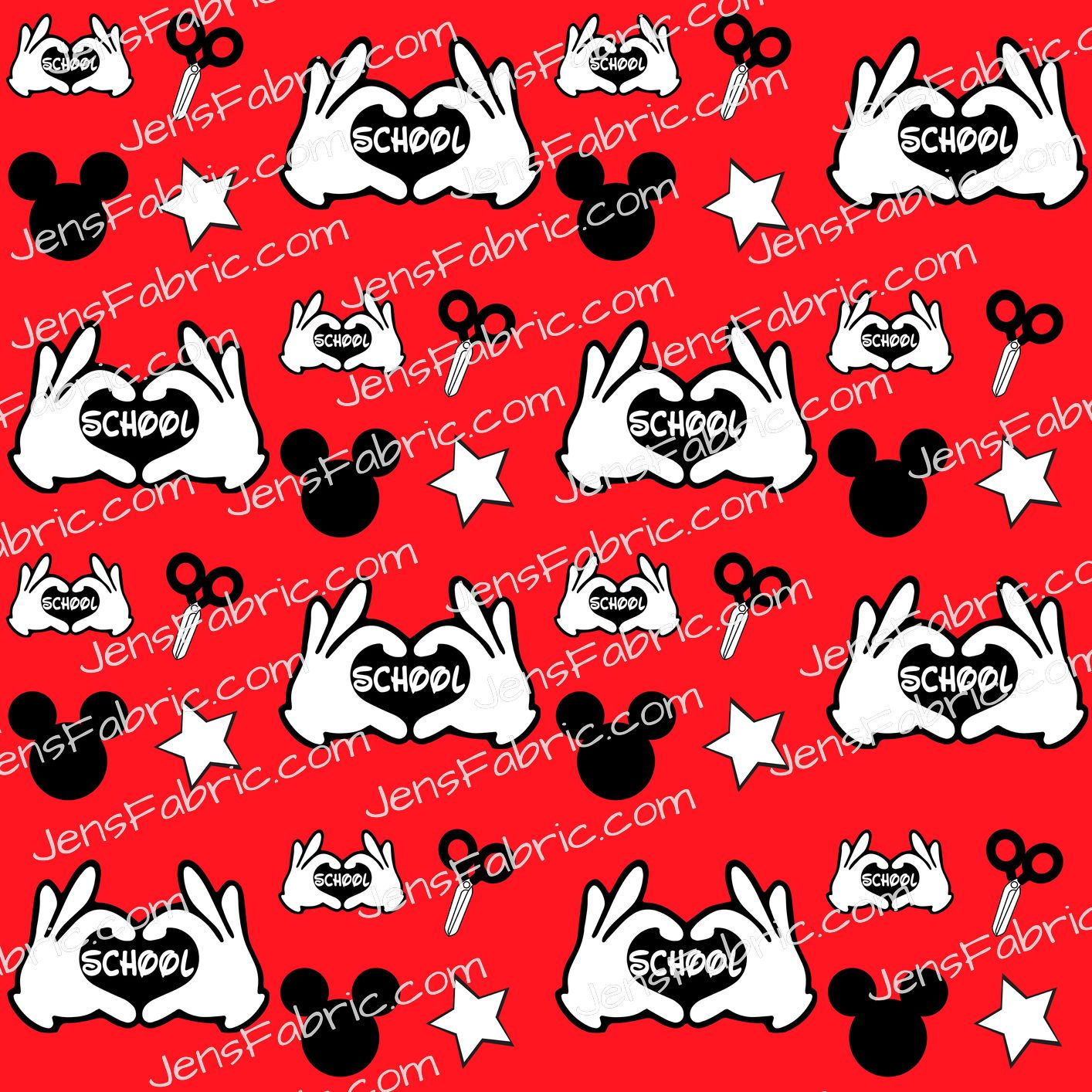 Mickey Heart hands and stars on red