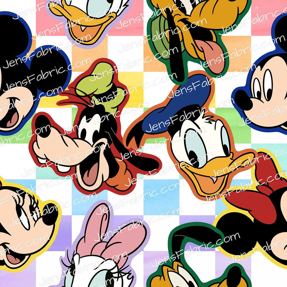 HHarlow Designs: Outlined Fab 6 Character Faces on Gingham